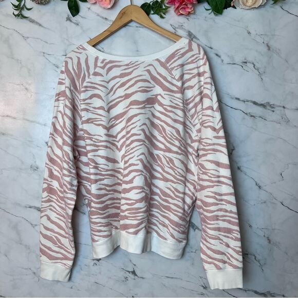 Rails Theo Flocked Sweatshirt Blush Pink Tiger Stripes XL - Picture 6 of 13